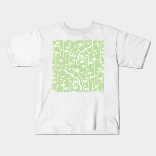 Tea Green Batik Floral Kids T-Shirt